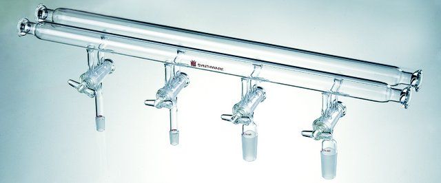 Synthware<sup>TM</sup> manifold with high vacuum stopcocks and #15 o-ring joints