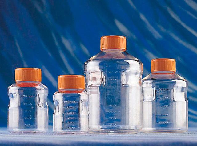 Corning<sup>®</sup> Easy-Grip round, plastic, storage bottles