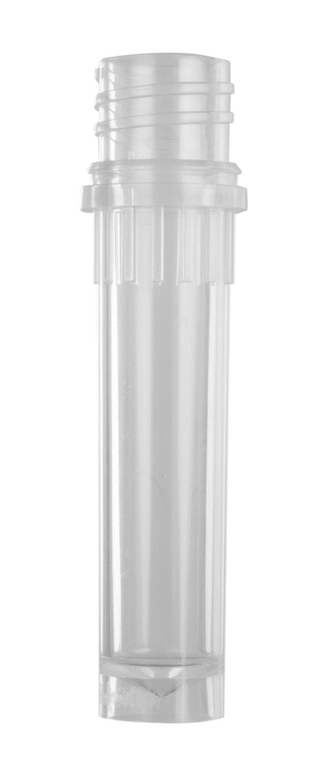 Screw cap tubes without caps, conical bottom, self-standing