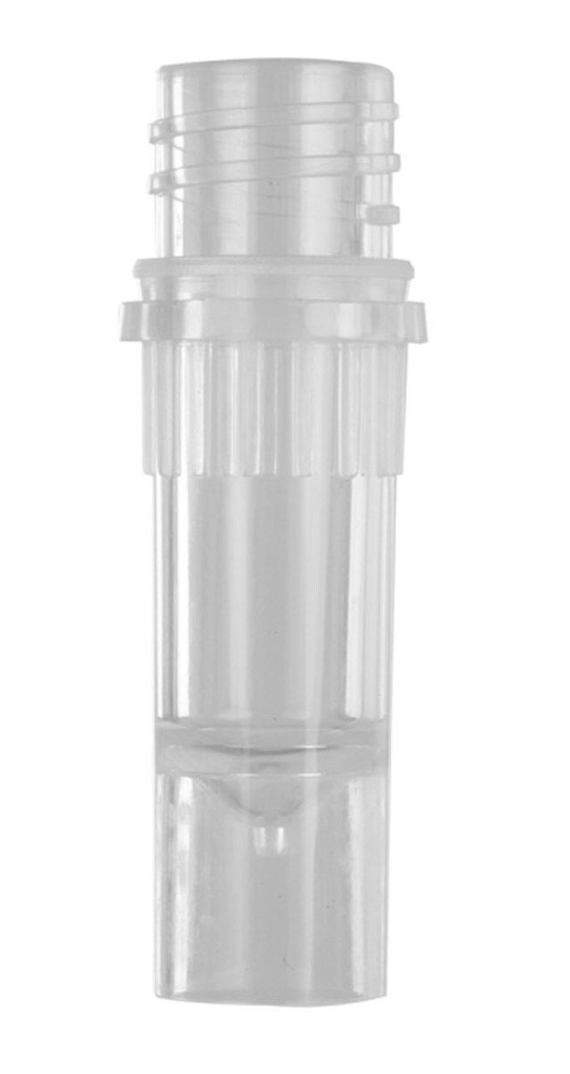 Screw cap tubes without caps, conical bottom, self-standing