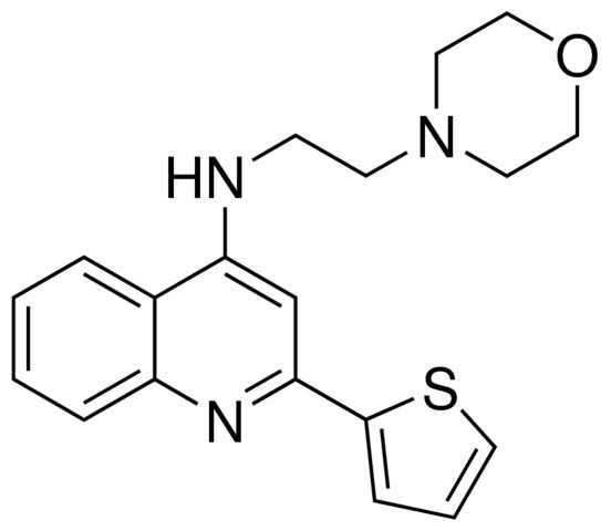 N-(2-(4-MORPHOLINYL)ETHYL)-2-(2-THIENYL)-4-QUINOLINAMINE