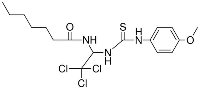 HEPTANOIC ACID (2,2,2-TRICHLORO-1-(3-(4-METHOXY-PHENYL)-THIOUREIDO)-ETHYL)-AMIDE