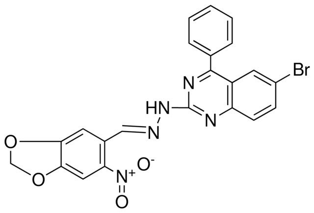 N-(6-BR-4-PH-QUINAZOLIN-2-YL)-N'-(NITRO-BENZO(1,3)DIOXOL-YLMETHYLENE)-HYDRAZINE