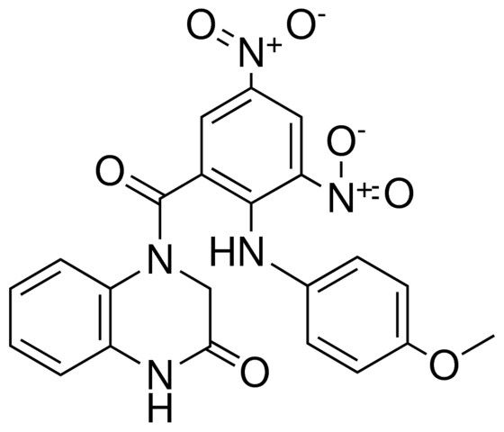 4-(2-(4-MEO-PHENYLAMINO)-3,5-DINITRO-BENZOYL)-3,4-DIHYDRO-1H-QUINOXALIN-2-ONE