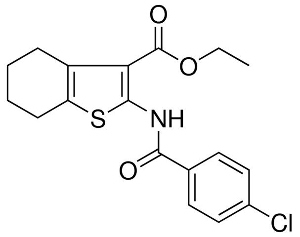 2-(4-CL-BENZOYLAMINO)-4,5,6,7-4H-BENZO(B)THIOPHENE-3-CARBOXYLIC ACID ETHYL ESTER