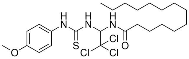 TETRADECANOIC ACID (2,2,2-TRICHLORO-1-(3-(4-MEO-PHENYL)-THIOUREIDO)-ETHYL)-AMIDE