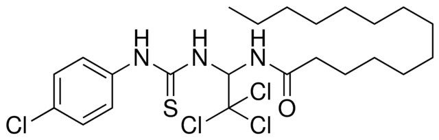 TETRADECANOIC ACID (2,2,2-TRICHLORO-1-(3-(4-CL-PHENYL)-THIOUREIDO)-ETHYL)-AMIDE