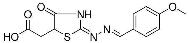 (2-((4-METHOXY-BENZYLIDENE)-HYDRAZONO)-4-OXO-THIAZOLIDIN-5-YL)-ACETIC ACID