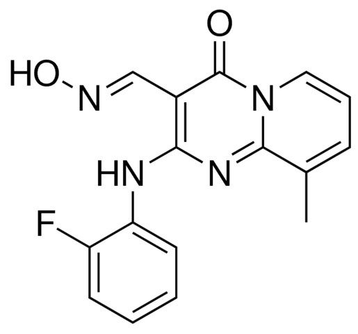 2-(2-FLUOROANILINO)-9-ME-4-OXO-4H-PYRIDO(1,2-A)PYRIMIDINE-3-CARBALDEHYDE OXIME