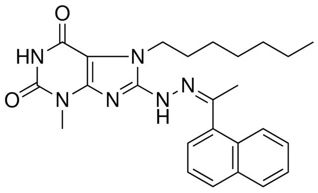 7-HEPTYL-3-METHYL-8-{(2Z)-2-[1-(1-NAPHTHYL)ETHYLIDENE]HYDRAZINO}-3,7-DIHYDRO-1H-PURINE-2,6-DIONE