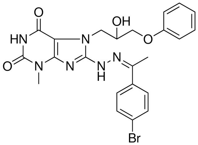 8-{(2Z)-2-[1-(4-BROMOPHENYL)ETHYLIDENE]HYDRAZINO}-7-(2-HYDROXY-3-PHENOXYPROPYL)-3-METHYL-3,7-DIHYDRO-1H-PURINE-2,6-DIONE