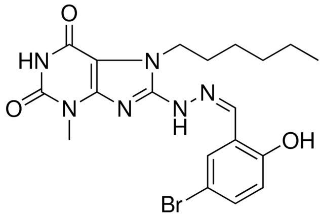 8-(N'-(5-BR-2-HO-BENZYLIDENE)-HYDRAZINO)-7-HEXYL-3-ME-3,7-2H-PURINE-2,6-DIONE