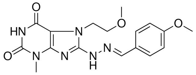 8-(N'-(4-MEO-BENZYLIDENE)-HYDRAZINO)-7-(2-MEO-ET)-3-ME-3,7-2H-PURINE-2,6-DIONE