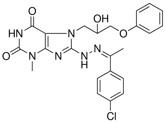 8-{(2Z)-2-[1-(4-CHLOROPHENYL)ETHYLIDENE]HYDRAZINO}-7-(2-HYDROXY-3-PHENOXYPROPYL)-3-METHYL-3,7-DIHYDRO-1H-PURINE-2,6-DIONE