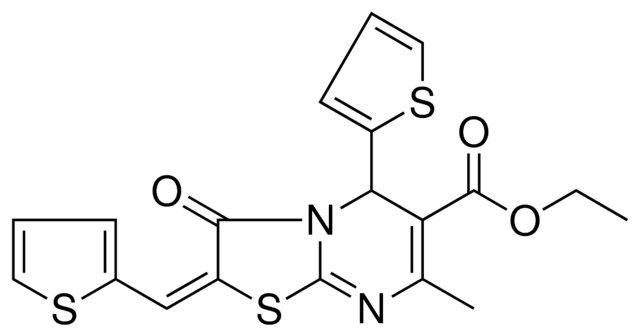 ETHYL (2E)-7-METHYL-3-OXO-5-(2-THIENYL)-2-(2-THIENYLMETHYLENE)-2,3-DIHYDRO-5H-[1,3]THIAZOLO[3,2-A]PYRIMIDINE-6-CARBOXYLATE