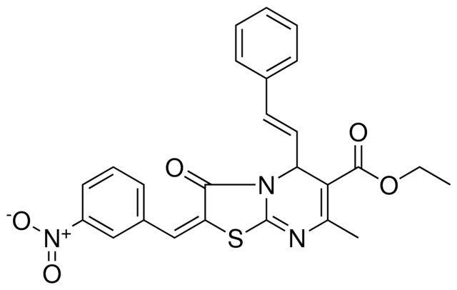 ETHYL (2E)-7-METHYL-2-(3-NITROBENZYLIDENE)-3-OXO-5-[(E)-2-PHENYLETHENYL]-2,3-DIHYDRO-5H-[1,3]THIAZOLO[3,2-A]PYRIMIDINE-6-CARBOXYLATE