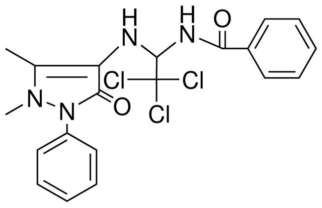 N-(2,2,2-TRI-CL-1-(1,5-DI-ME-3-OXO-2-PH-2H-1H-PYRAZOL-4-YLAMINO)-ET)-BENZAMIDE