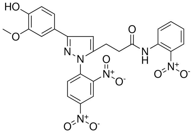 3-[1-(2,4-DINITROPHENYL)-3-(4-HYDROXY-3-METHOXYPHENYL)-1H-PYRAZOL-5-YL]-N-(2-NITROPHENYL)PROPANAMIDE