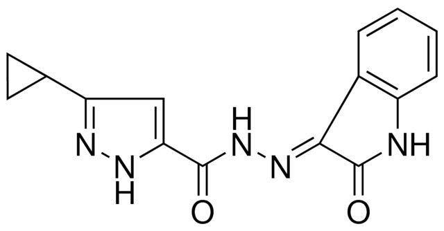 3-CYCLOPROPYL-N'-[(3E)-2-OXO-1,2-DIHYDRO-3H-INDOL-3-YLIDENE]-1H-PYRAZOLE-5-CARBOHYDRAZIDE