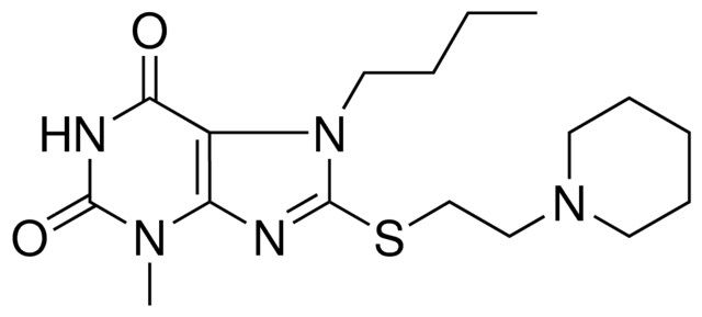 7-BUTYL-3-ME-8-((2-(1-PIPERIDINYL)ETHYL)THIO)-3,7-DIHYDRO-1H-PURINE-2,6-DIONE