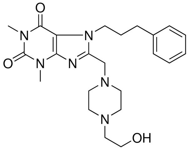 8-{[4-(2-HYDROXYETHYL)-1-PIPERAZINYL]METHYL}-1,3-DIMETHYL-7-(3-PHENYLPROPYL)-3,7-DIHYDRO-1H-PURINE-2,6-DIONE