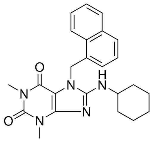 8-(CYCLOHEXYLAMINO)-1,3-DI-ME-7-(1-NAPHTHYL-ME)-3,7-DIHYDRO-1H-PURINE-2,6-DIONE