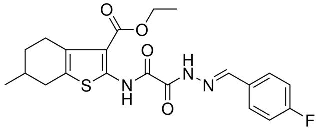 ETHYL 2-{[[(2E)-2-(4-FLUOROBENZYLIDENE)HYDRAZINO](OXO)ACETYL]AMINO}-6-METHYL-4,5,6,7-TETRAHYDRO-1-BENZOTHIOPHENE-3-CARBOXYLATE