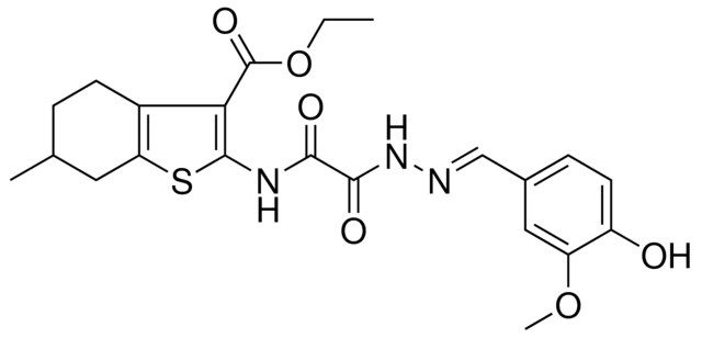 ETHYL 2-{[[(2E)-2-(4-HYDROXY-3-METHOXYBENZYLIDENE)HYDRAZINO](OXO)ACETYL]AMINO}-6-METHYL-4,5,6,7-TETRAHYDRO-1-BENZOTHIOPHENE-3-CARBOXYLATE