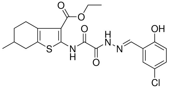 ETHYL 2-{[[(2E)-2-(5-CHLORO-2-HYDROXYBENZYLIDENE)HYDRAZINO](OXO)ACETYL]AMINO}-6-METHYL-4,5,6,7-TETRAHYDRO-1-BENZOTHIOPHENE-3-CARBOXYLATE