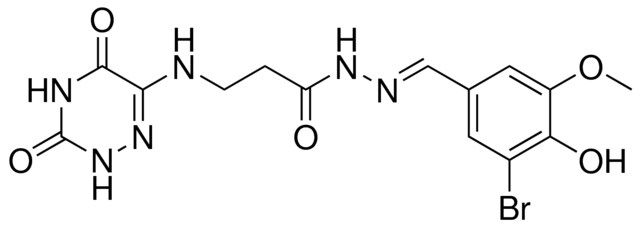 N'-[(E)-(3-BROMO-4-HYDROXY-5-METHOXYPHENYL)METHYLIDENE]-3-[(3,5-DIOXO-2,3,4,5-TETRAHYDRO-1,2,4-TRIAZIN-6-YL)AMINO]PROPANOHYDRAZIDE