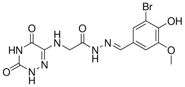 N'-[(E)-(3-BROMO-4-HYDROXY-5-METHOXYPHENYL)METHYLIDENE]-2-[(3,5-DIOXO-2,3,4,5-TETRAHYDRO-1,2,4-TRIAZIN-6-YL)AMINO]ACETOHYDRAZIDE