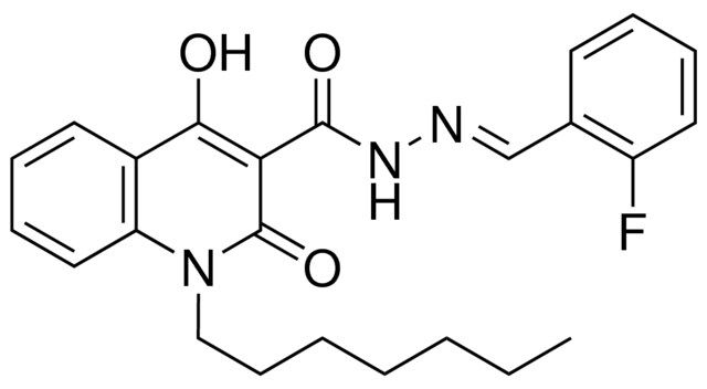 N'-(2-F-BENZYLIDENE)-1-HEPTYL-4-HO-2-OXO-1,2-DIHYDRO-3-QUINOLINECARBOHYDRAZIDE