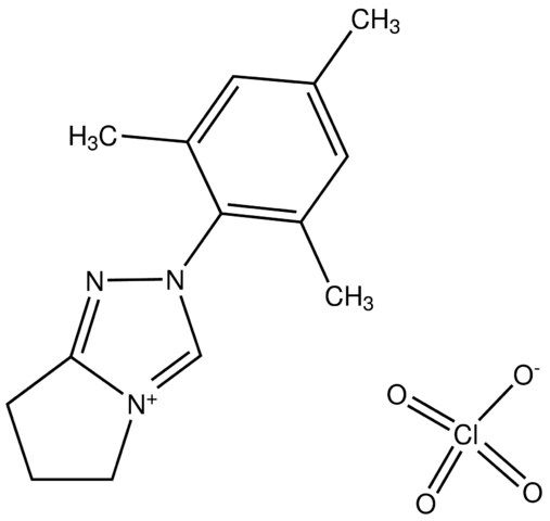 2,5,6,7-Tetrahydro-2-mesitylpyrrolo[2,1-<i>c</i>][1,2,4]triazol-4-ylium perchlorate