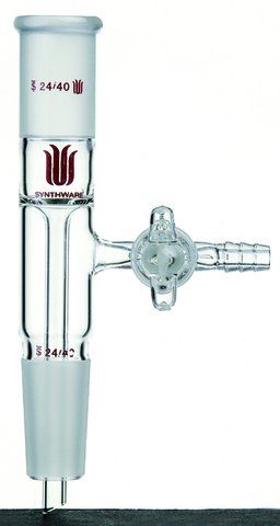 Synthware<sup>TM</sup> vertical vacuum take-off adapter with glass stopcock