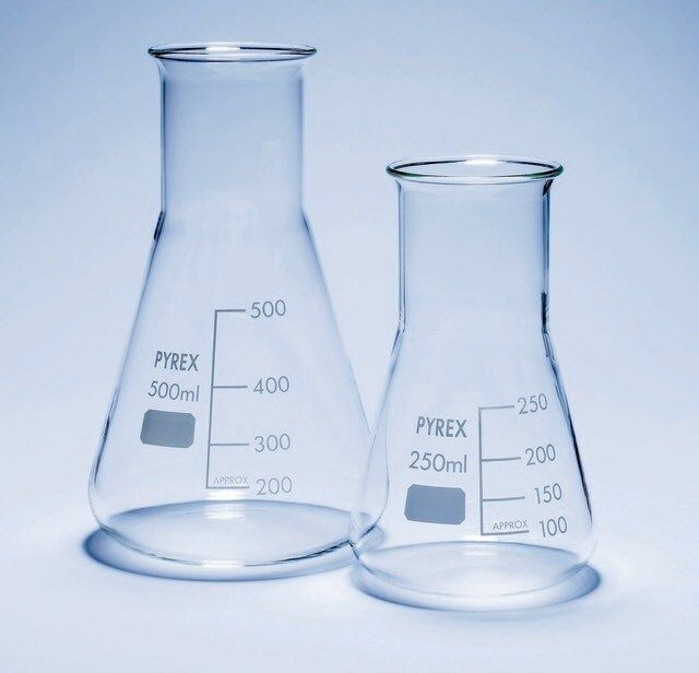 Pyrex<sup>®</sup> Erlenmeyer flask, wide neck, with printed trace code