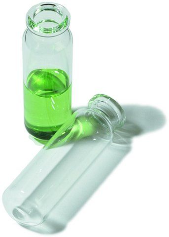 Headspace vial, clear glass, beveled top, flat bottom