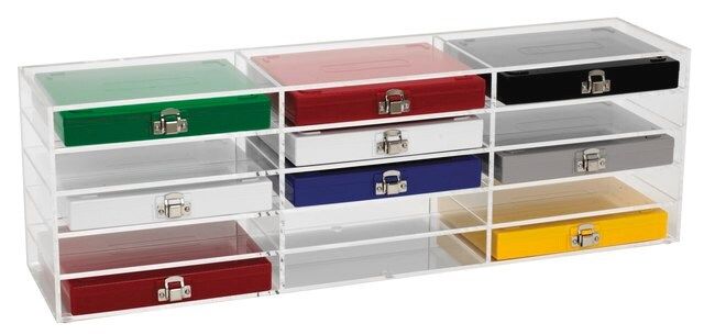 Storage rack for 50 and 100 place microscope slide boxes