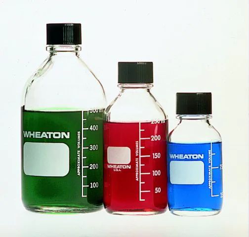 Wheaton media bottles, glass