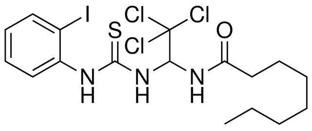 OCTANOIC ACID (2,2,2-TRICHLORO-1-(3-(2-IODO-PHENYL)-THIOUREIDO)-ETHYL)-AMIDE