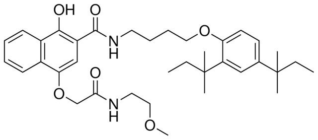 N-[4-(2,4-DITERT-PENTYLPHENOXY)BUTYL]-1-HYDROXY-4-{2-[(2-METHOXYETHYL)AMINO]-2-OXOETHOXY}-2-NAPHTHAMIDE