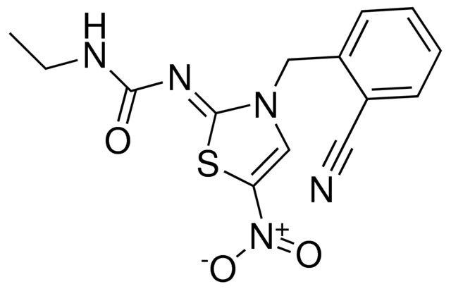 N-((2Z)-3-(2-cyanobenzyl)-5-nitro-1,3-thiazol-2(3H)-ylidene)-N'-ethylurea