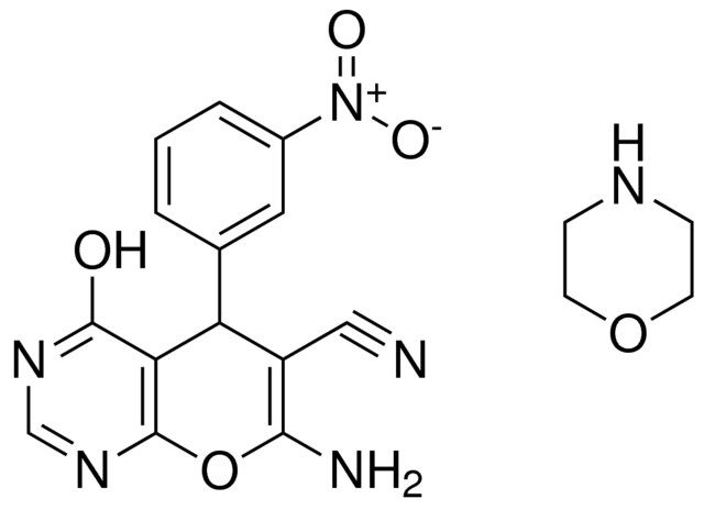 MORPHOLINE, 7-AMINO-4-HO-5(3-NITRO-PH)-5H-PYRANO(2,3-D)PYRIMIDINE-6-CARBONITRILE