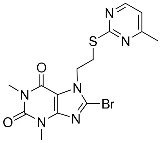 8-BROMO-1,3-DIMETHYL-7-{2-[(4-METHYL-2-PYRIMIDINYL)SULFANYL]ETHYL}-3,7-DIHYDRO-1H-PURINE-2,6-DIONE