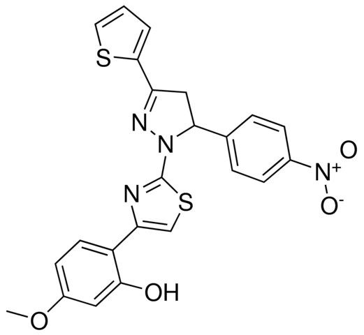 5-METHOXY-2-[2-[5-(4-NITROPHENYL)-3-(2-THIENYL)-4,5-DIHYDRO-1H-PYRAZOL-1-YL]-1,3-THIAZOL-4-YL]PHENOL