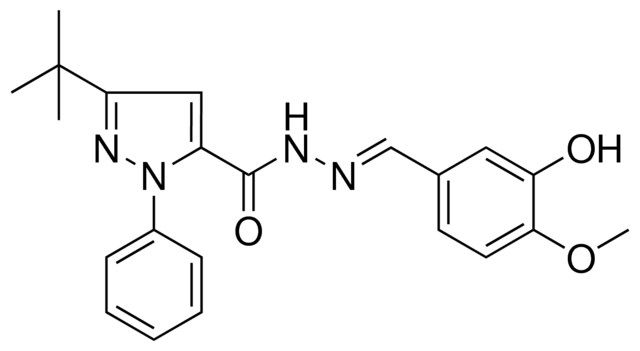 5-TERT-BU-2-PH-2H-PYRAZOLE-3-CARBOXYLIC ACID (3-HO-4-MEO-BENZYLIDENE)-HYDRAZIDE