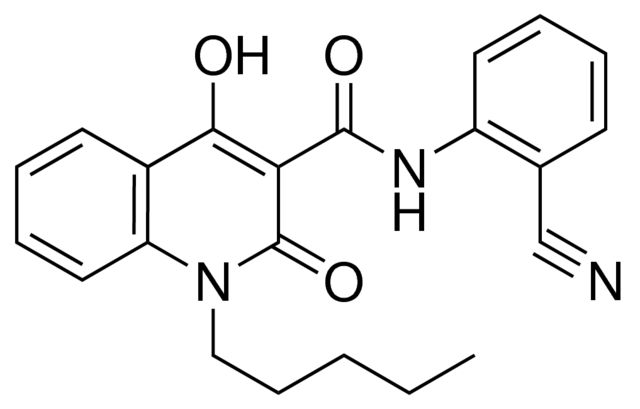 4-HO-2-OXO-1-PENTYL-1,2-2H-QUINOLINE-3-CARBOXYLIC ACID (2-CYANO-PHENYL)-AMIDE