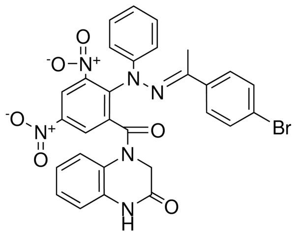 4-(2-{(2E)-2-[1-(4-BROMOPHENYL)ETHYLIDENE]-1-PHENYLHYDRAZINO}-3,5-DINITROBENZOYL)-3,4-DIHYDRO-2(1H)-QUINOXALINONE