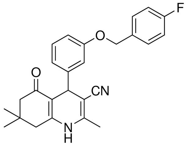 4-(3-((4-FLUOROBENZYL)OXY)PHENYL)-2,7,7-TRIMETHYL-5-OXO-1,4,5,6,7,8-HEXAHYDRO-3-QUINOLINECARBONITRILE