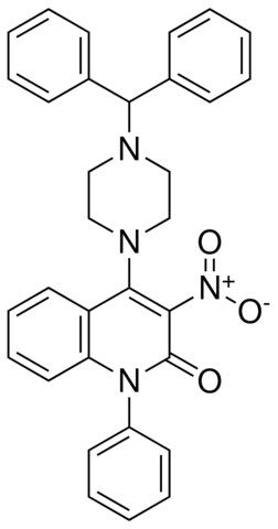 4-(4-BENZHYDRYL-PIPERAZIN-1-YL)-3-NITRO-1-PHENYL-1H-QUINOLIN-2-ONE