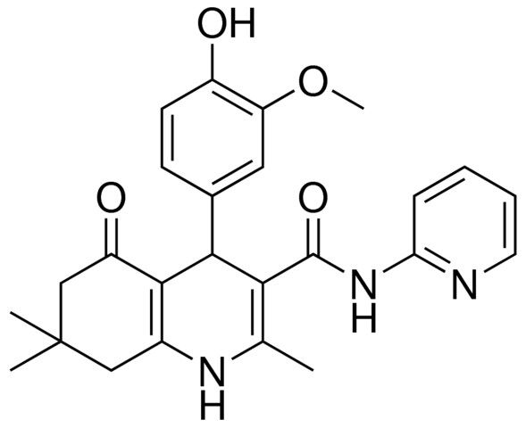 4-(4-HYDROXY-3-METHOXYPHENYL)-2,7,7-TRIMETHYL-5-OXO-N-(2-PYRIDINYL)-1,4,5,6,7,8-HEXAHYDRO-3-QUINOLINECARBOXAMIDE